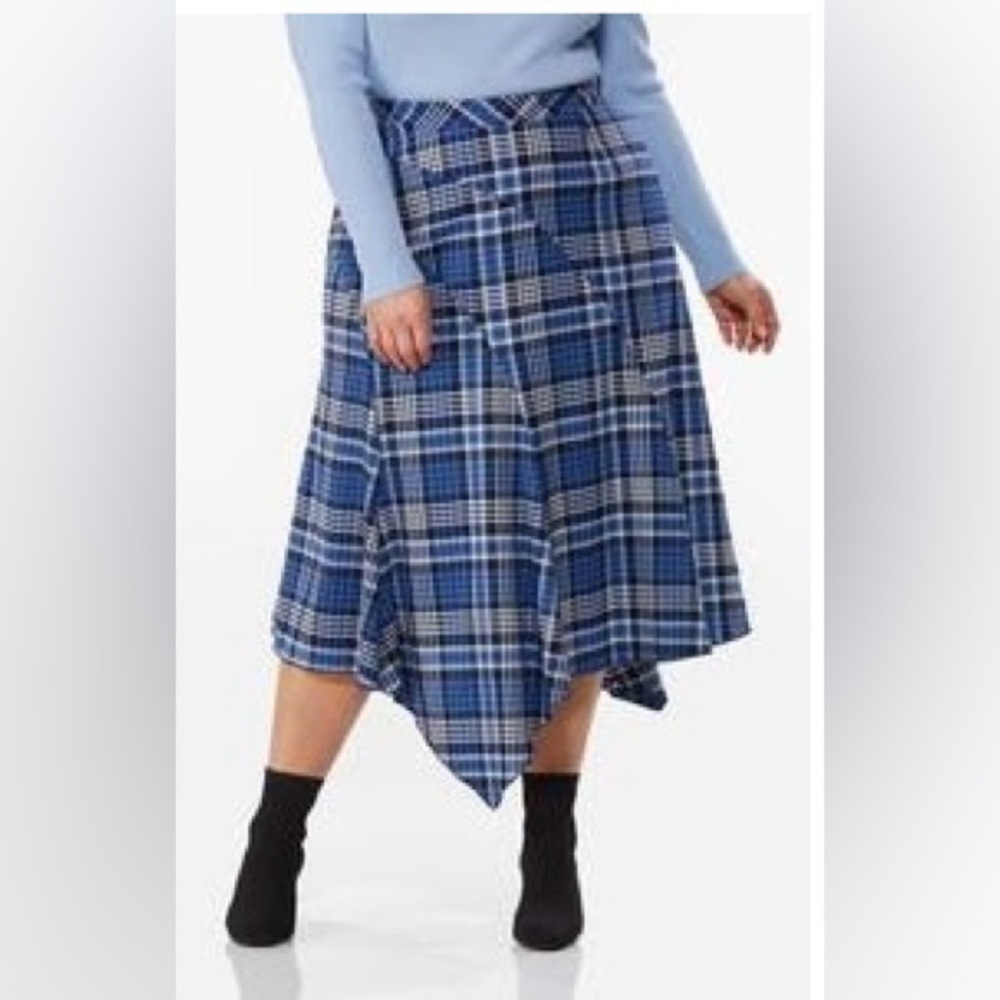 Cato Blue Plaid A-Line Skirt
